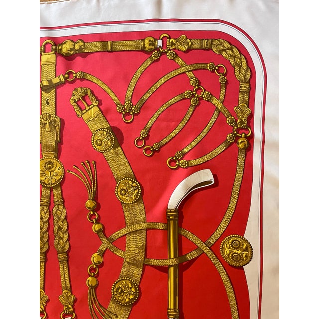 Red HERMÈS GAUCHO Silk Scarf designed by Latham Caty 2000 For Sale - Image 8 of 11