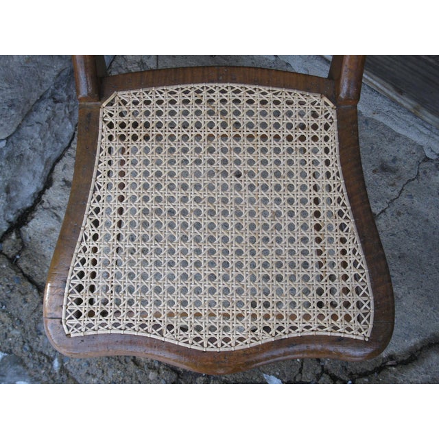 Tan Antique Side Chair New Cane Seat Elegant Tiger & Bullseye Maple Cottage Bedroom For Sale - Image 8 of 18