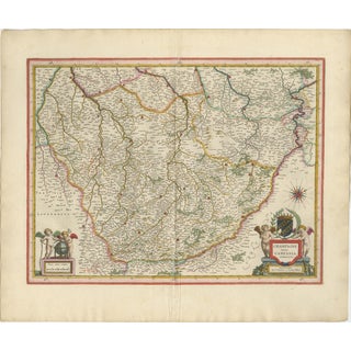 Antique Map of Champagne in France from Blaeu, 1642 For Sale