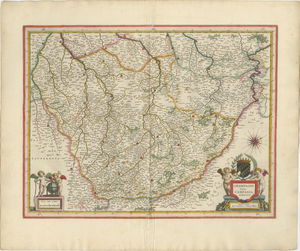 Antique Map of Champagne in France from Blaeu, 1642