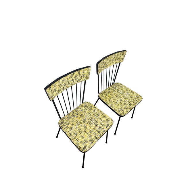 1960s Mid-Century Child’s Dinette Set With Yellow Crosshatch Laminate For Sale - Image 10 of 18