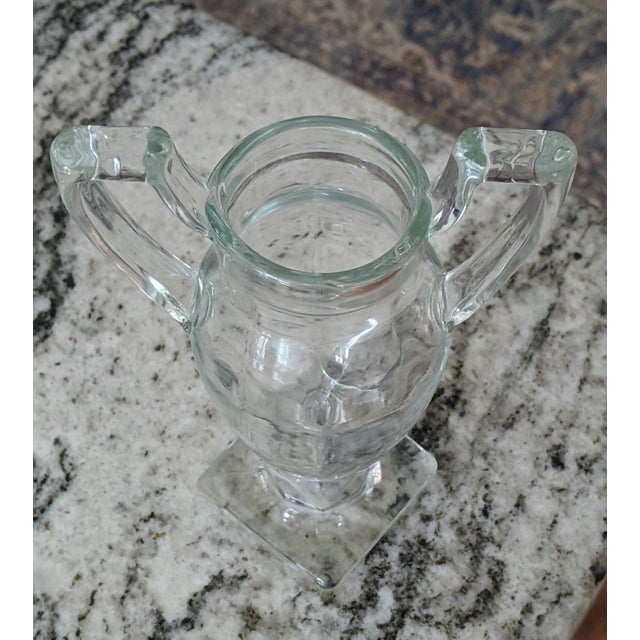 Vintage Glass Trophy Urn Handled Vase 7" Tall Vase Opening 1.75"