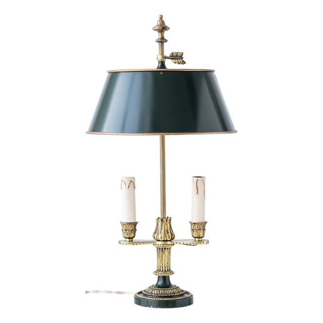 Vintage French Empire Two-Light Bouillotte Table Lamp, 1950s For Sale