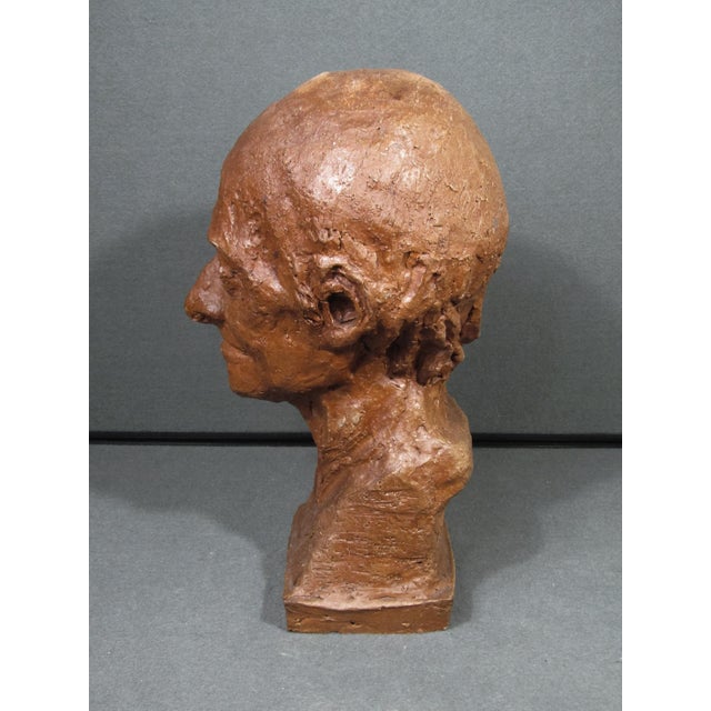 Vintage 1980 Hand-Sculpted Voltaire Portrait Bust Signed For Sale - Image 10 of 15