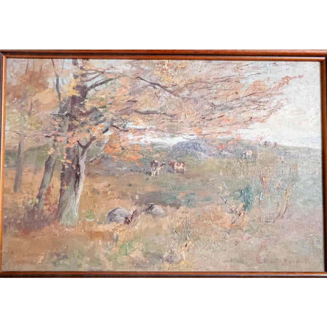 We are selling this pretty American Impressionist painting in attractive fall palette. This landscape painting features...
