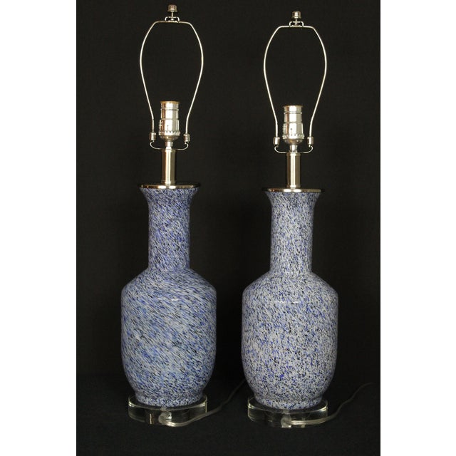 Glass Mid 20th Century Seguso Style "Tweed" Murano Lamps. For Sale - Image 7 of 12