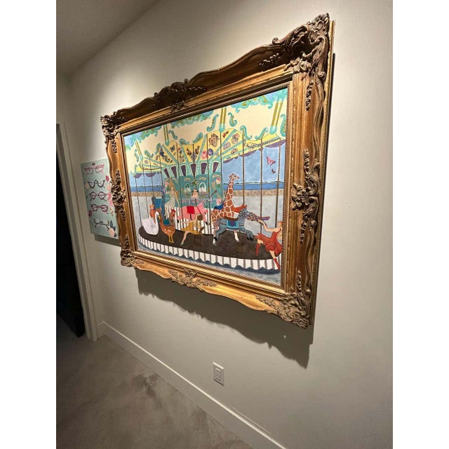 Monumental Painting & Collage of Whimsical Carousel in France For Sale - Image 10 of 13