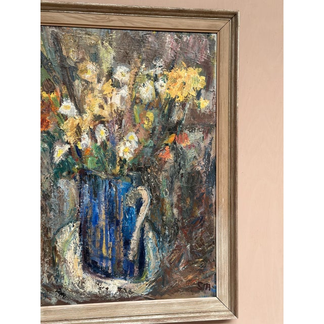 Mid 20th Century Sven Age, Flowers in Blue Vase, 1950s, Oil on Panel, Framed For Sale - Image 5 of 18