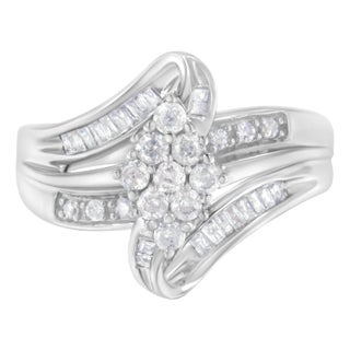 10K White Gold 1/2 cttw Diamond Cluster Ring (H-I Clarity, I2-I3 Color) - Size 6 For Sale