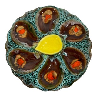 1950s French Vallauris Majolica Oyster Plate For Sale
