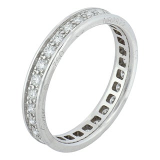 Cartier Vintage Diamond 18k White Gold Eternity Band, Size 6 For Sale