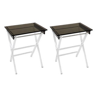 Pair of American 1970's Acrylic Tray Tables by Scheibe For Sale