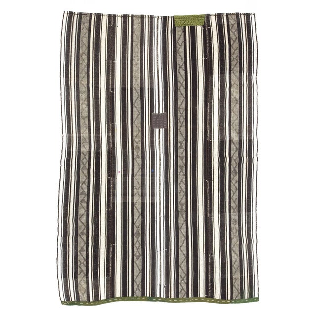 Textile Vintage Black & White Striped Kilim Rug-6'2'x9" For Sale - Image 7 of 7