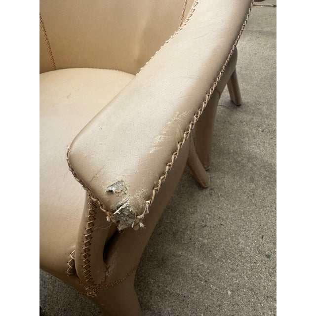 Vintage Budji Layug Style Leather and Rattan Barrel Chairs - Set of 4 For Sale - Image 10 of 10