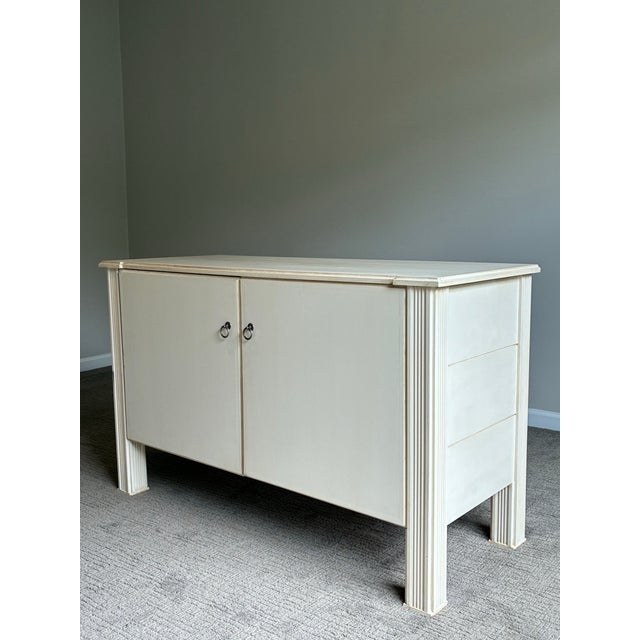 Coastal Vintage Coastal Regency Style Cream Console Cabinet For Sale - Image 3 of 9
