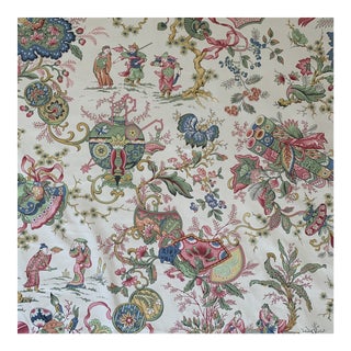 Vintage Schumacher Chintz Style Japanese Asian “Sayuri” Screenprint Cotton Print Fabric- 4 Yards For Sale
