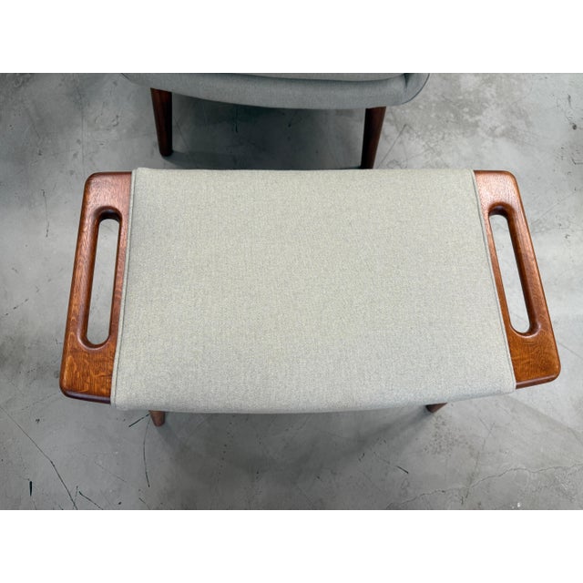 Early 20th Century Hans Wegner Papa Bear Chair and Ottoman by AP Stolen Reupholstered For Sale - Image 17 of 17