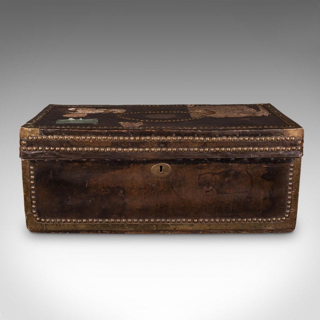 Late 19th Century Antique Etonian Steamer Trunk, English, Leather, Travel Chest, Victorian, c.1880 For Sale - Image 5 of 12