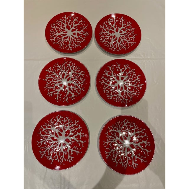 Hard to find coral salad plates in melamine from luxury tabletop designer Kim Seybert. These have never been used. There...