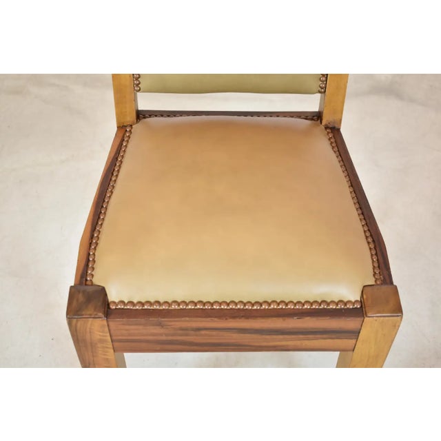 Camel Extendable Dining Table and Set of 8 Walnut & Leather Chairs by André Sornay, France, 1930s For Sale - Image 8 of 17