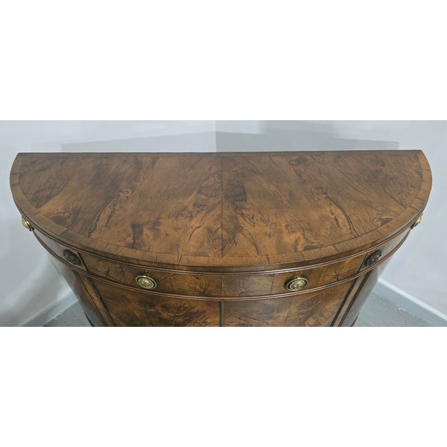 Antique Demi Lune Sideboard in Yew Wood, 1910 For Sale - Image 14 of 18