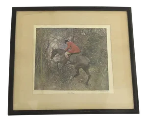 Early 20th Century "The Gap" Hunt Scene Print by A.J. Munnings, Framed