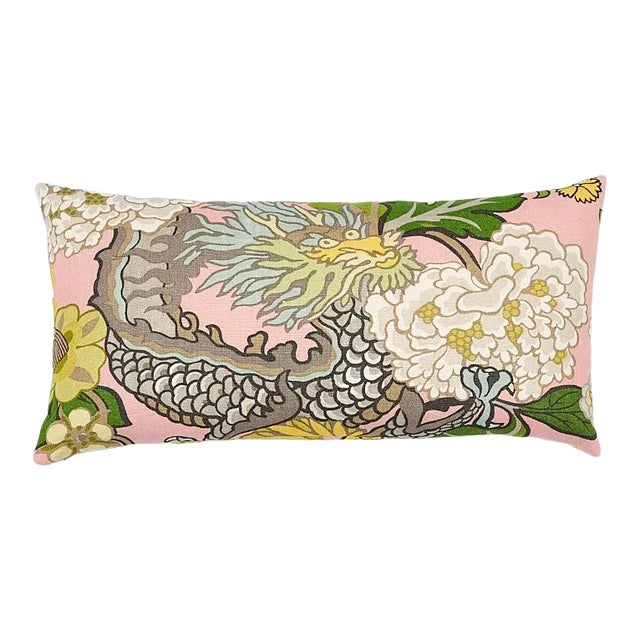 Schumacher Chiang Mai Dragon Pillow in Blush For Sale