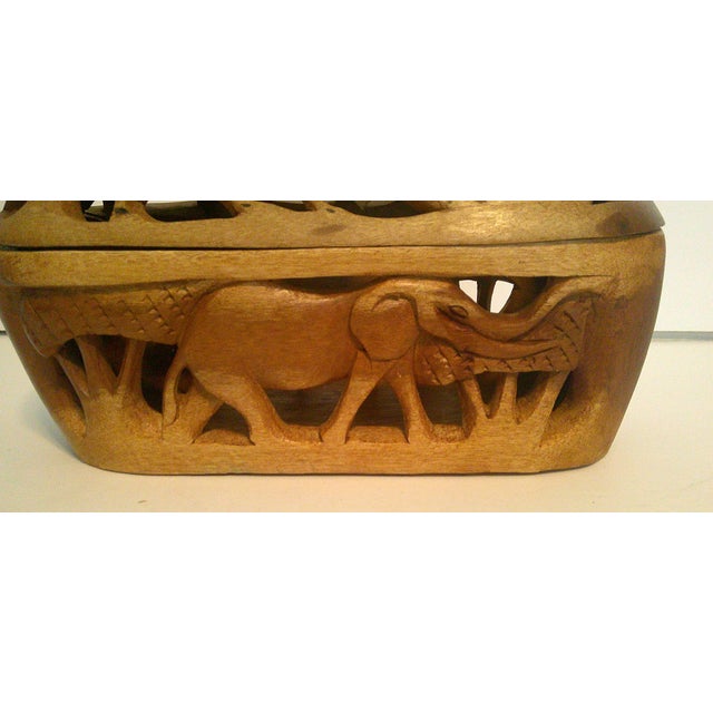 Vintage Carved Wood Box With Lid Hand Carved African Safari Animals As Is / Read This is a beautiful vintage, handmade box...
