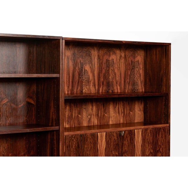 Mid-Century Swedish Rosewood Bookcase Dropdown Wall Unit by Bertil Fridhagen for Bodafors, 1960s For Sale In Detroit - Image 6 of 18