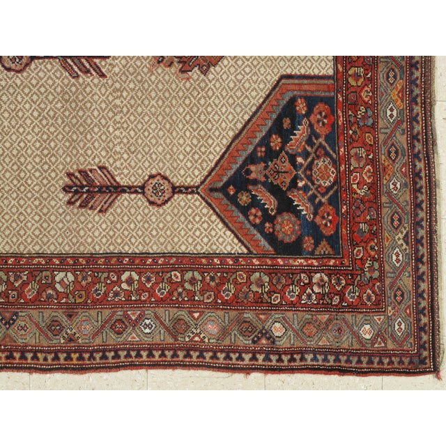 Antique Persian Serab Rug, Handmade Wool Oriental Rug, Red, Ivory, Camel, Blue For Sale - Image 4 of 18
