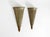 A pair of large, rare, wooden wall lamps from the 1950s. Clad on the exterior with thin sheet aluminum. Striking...