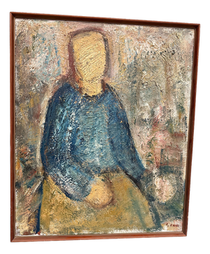 Gösta Falck, Woman in Blue, 1960s, Oil on Canvas, Framed