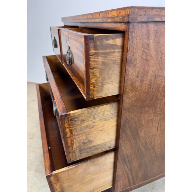 Early 19th Century Early 19th Century European Mahogany Inlaid Chest of Drawers Bachelor’s Chest For Sale - Image 5 of 12