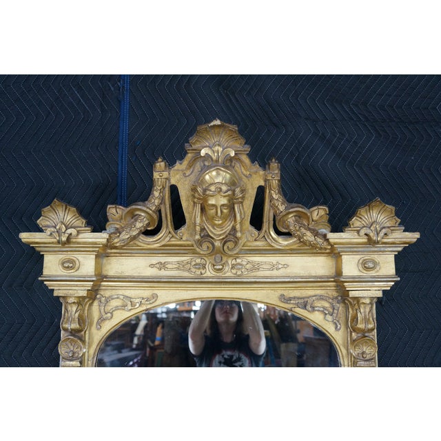 Monumental Antique Renaissance Revival Neo-Grec Giltwood Carved Pier Mirror 88" For Sale - Image 9 of 18