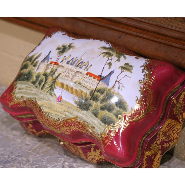 Early 20th Century French Sevres Gilt Ormolu and Porcelain Jewelry Table Box For Sale - Image 9 of 13