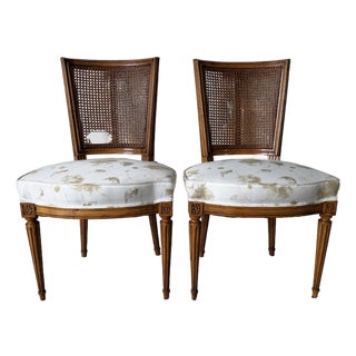 Vintage French Louis XVI Style Cane Back Dining Chairs – A Pair For Sale