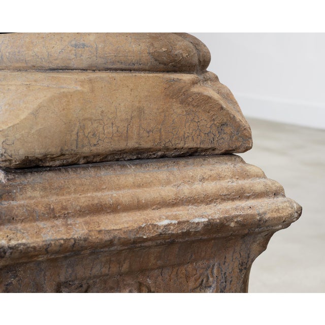 Neoclassical Cast Stone Garden Finial on Pedestal 44 Inch For Sale - Image 14 of 18
