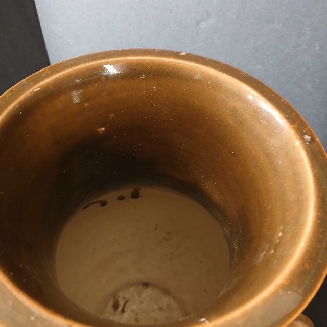 Neoclassical Style Vase Large Vintage Brown/White Glaze 19" Tall For Sale - Image 4 of 5