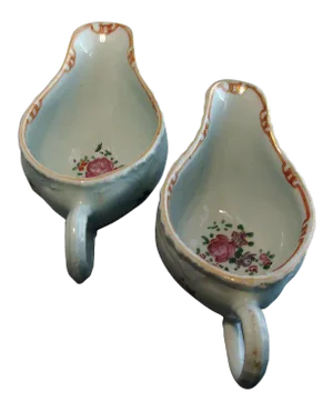 1765 Chinese Export Porcelain Sauce Boats - a Pair