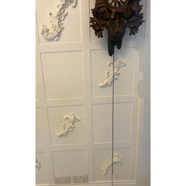 Antique Black Forest Carved Walnut Cuckoo Clock, 1900 For Sale - Image 6 of 13