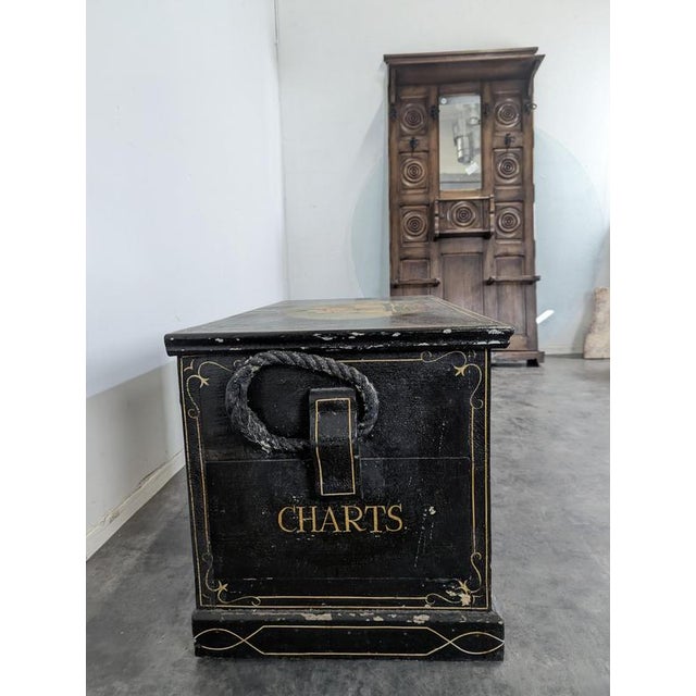 Hand-Painted English Marine Chest by Esther Ship For Sale - Image 4 of 8