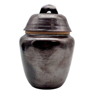 Japanese Studio Pottery Mingei Tenmoku Glazed Tea Storage Jar 9" For Sale