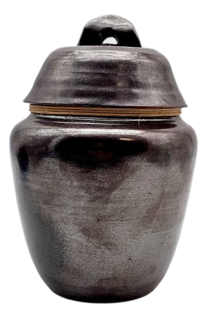Japanese Studio Pottery Mingei Tenmoku Glazed Tea Storage Jar 9"