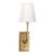 Thomas O'Brien for Visual Comfort Signature Hulton Sconce in Hand-Rubbed Antique Brass with Crystal Backplate & White Glass Shade For Sale