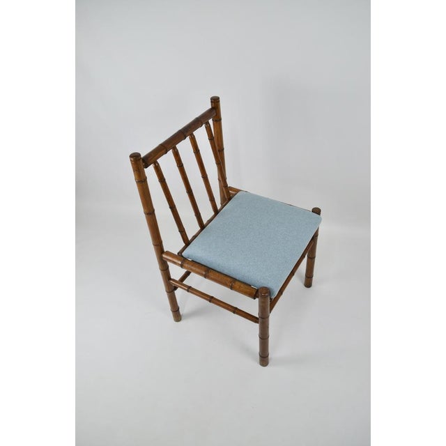 Wooden chair in faux bamboo, France, 70's Nice shape, very elegant reupholstered seat