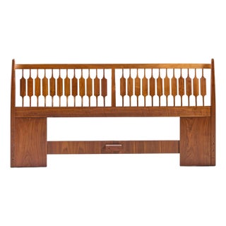 Kipp Stewart for Drexel Declaration Mid Century Walnut King Headboard For Sale