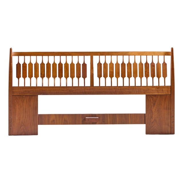Kipp Stewart for Drexel Declaration Mid Century Walnut King Headboard For Sale