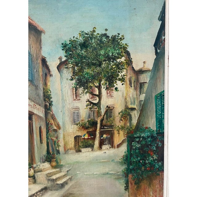 Early 20th Century Antique French Village Oil Painting For Sale - Image 5 of 8