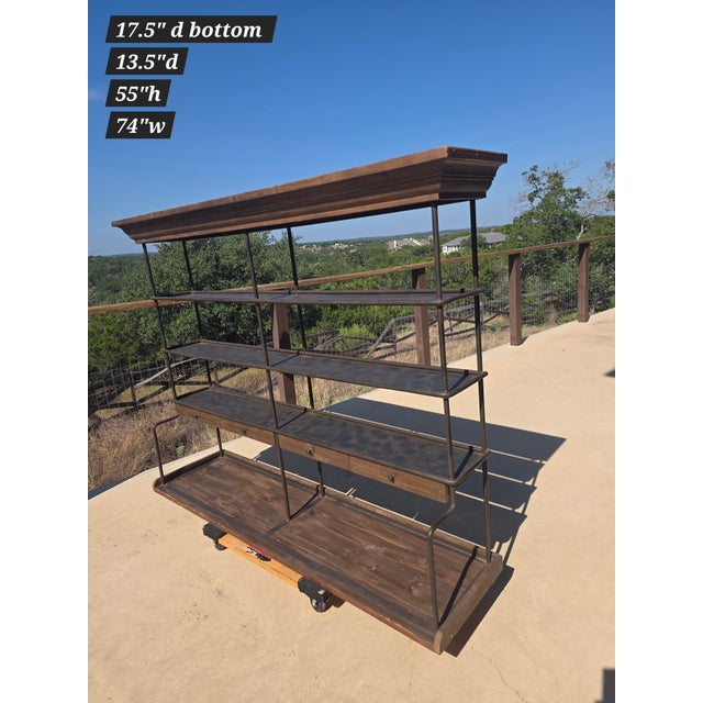 Mercantile Iron and Wood Display Rack With Drawers For Sale - Image 12 of 17