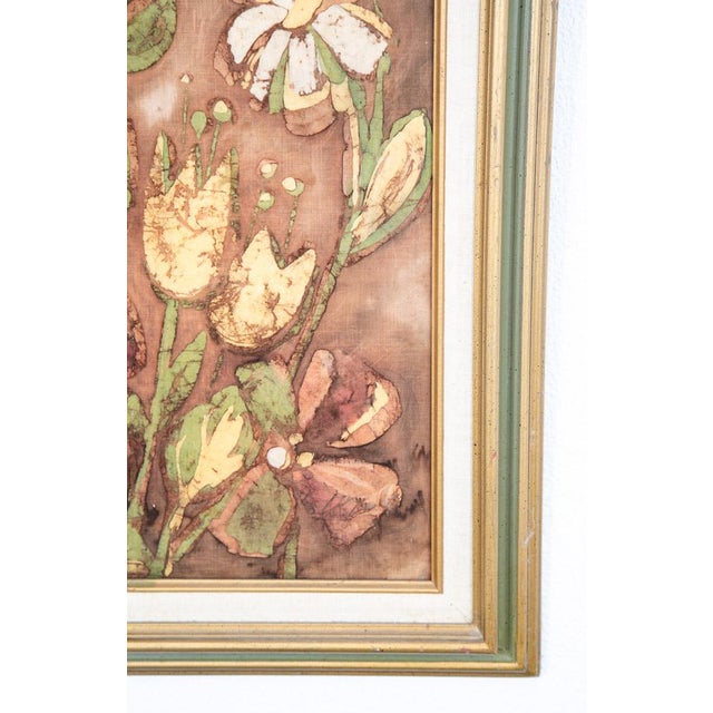 Mid Century Modern Tapestry Floral Batik Fabric Original Art Lenea Flowers MCM For Sale - Image 10 of 12